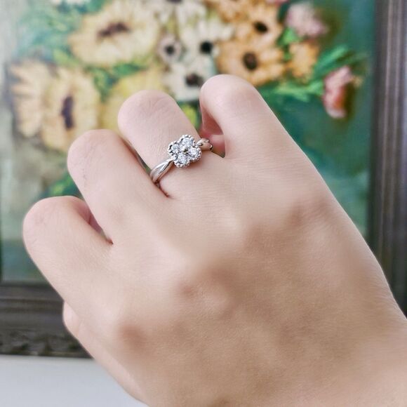 Vintage Van Cleef & Arpels ARNO Diamond 18k White Gold Alhambra VCA Clover Ring - Picture 2 of 11